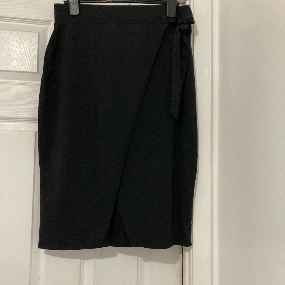 ASOS black cotton faux wrap skirt.